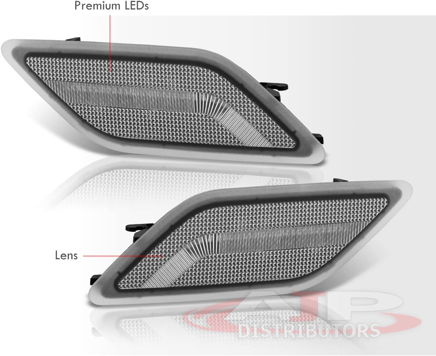 AJP Distributors Clear Lens White LED Front Bumper Side Marker Lights Lamps Reflectors Pair Compatible/Replacement For Mercedes-Benz E300 E350 E550 E63 AMG W212 E-Class 2010 2011 2012 2013 10 11 12 13