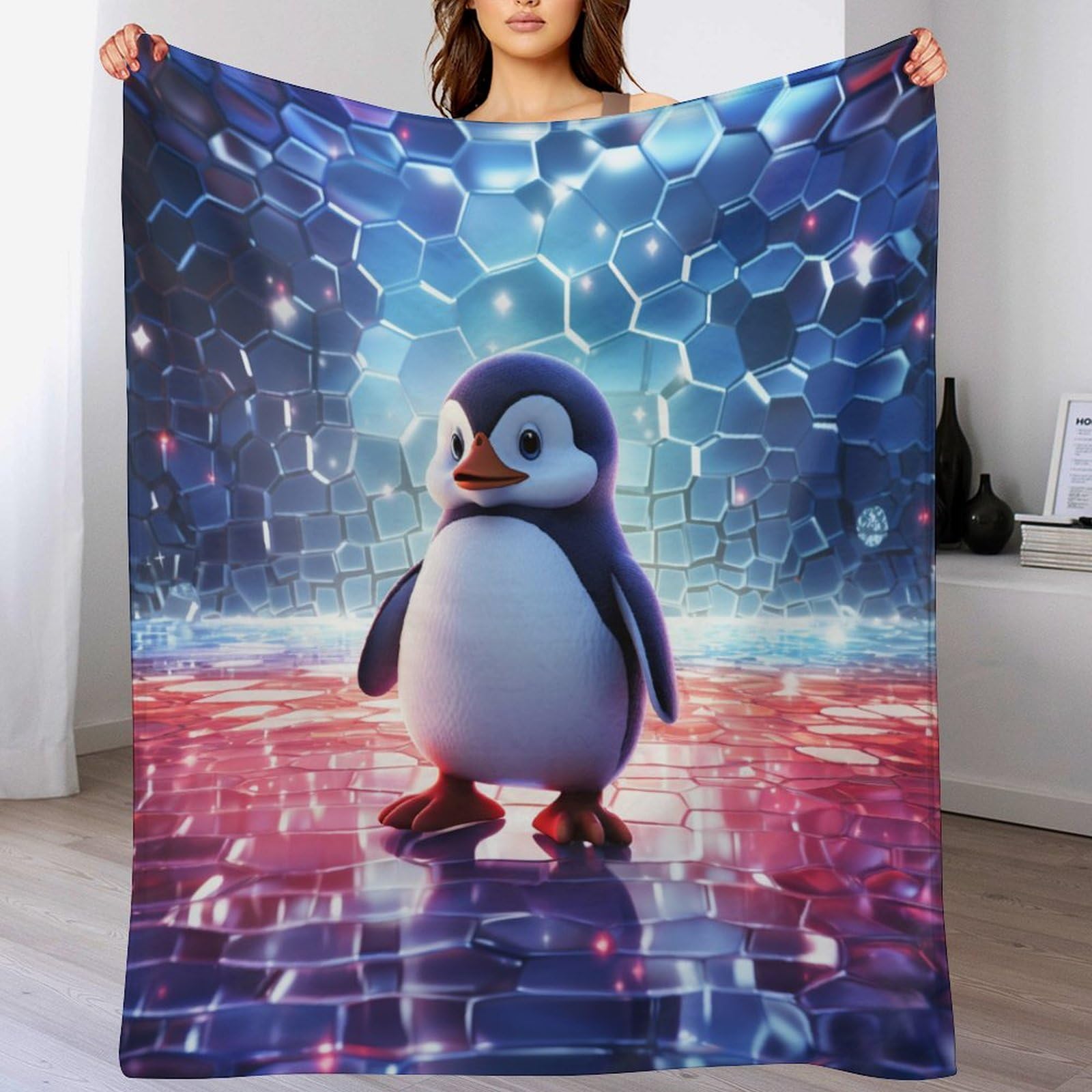 Couverture pingouin plaid plaid polaire pour cocooning sur le canapé du salon