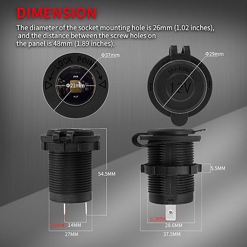 Miniatura 3 de DaierTek Enchufe de repuesto para encendedor de cigarrillos de 12 V, conector hembra de enchufe de CC, toma de corriente para encendedor de