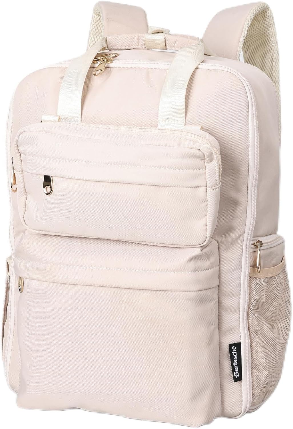 BERTASCHE Travel Backpack for Women with 15.6 inch Laptop Sleeve, 35L Carry On Backpack Flight Approved, Personal Item Travel Bag for Work Business Trip Weekender Expandable Casual Daypack, Beige