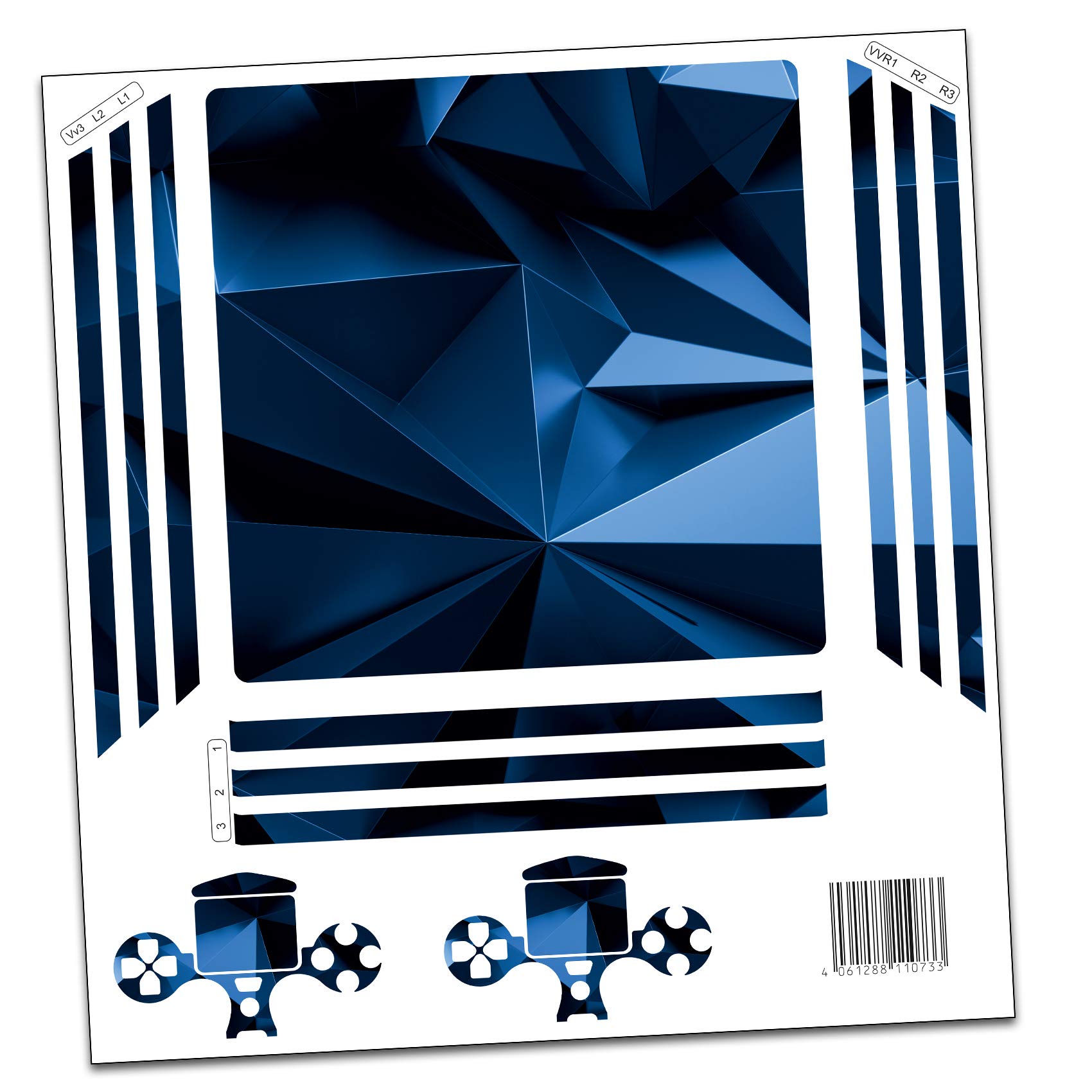 Finest Folia Schutzfolien Set kompatibel mit PS4 Pro Konsole und Controller | Vinyl Skin Polygon Blau Aufkleber als Kratzschutz passgenaues Cover selbstklebender Sticker für Spielekonsole Gehäuse