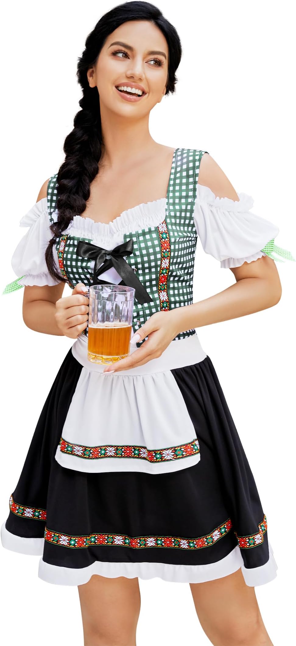 Women's German Dirndl Dress Traditional Bavarian 1 Piece Beer Garden Oktoberfest Costumes