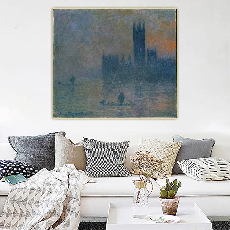 キャンバスプリントクロードモネ 国会議事堂 1904 キャンバス油絵アートワーク絵壁家の室内装飾50x50cmフレームレス Yqssdh2bqa ウォールステッカー シール Havelitheyard Co Uk