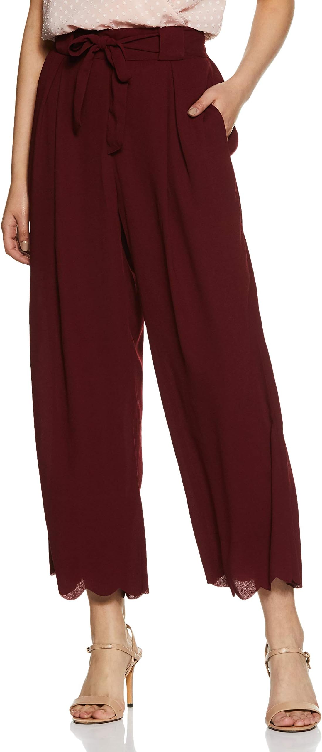 rareWomen's Regular Fit Trouser (EP3010_Maroon_M)