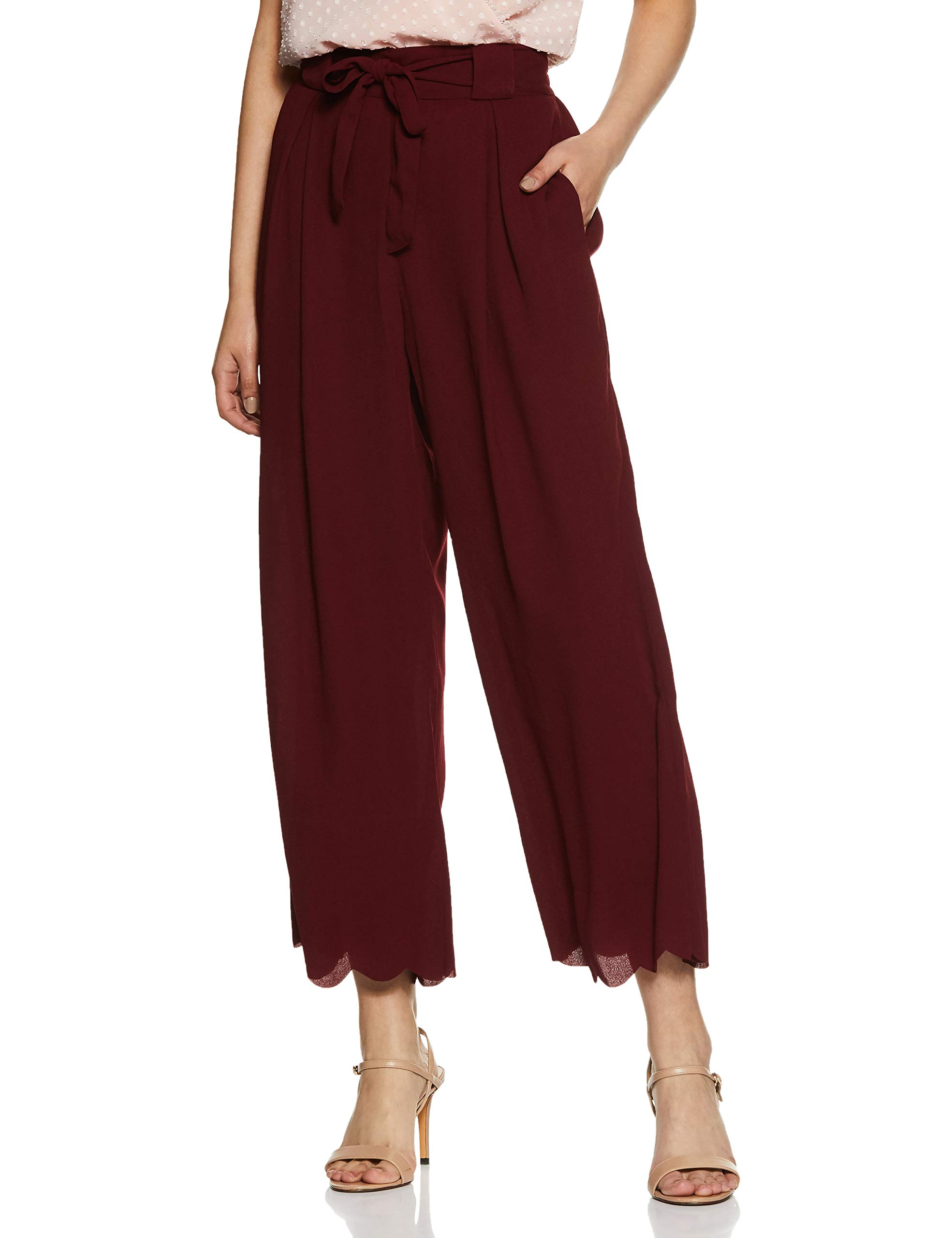 rareWomen's Regular Fit Trouser (EP3010_Maroon_M)