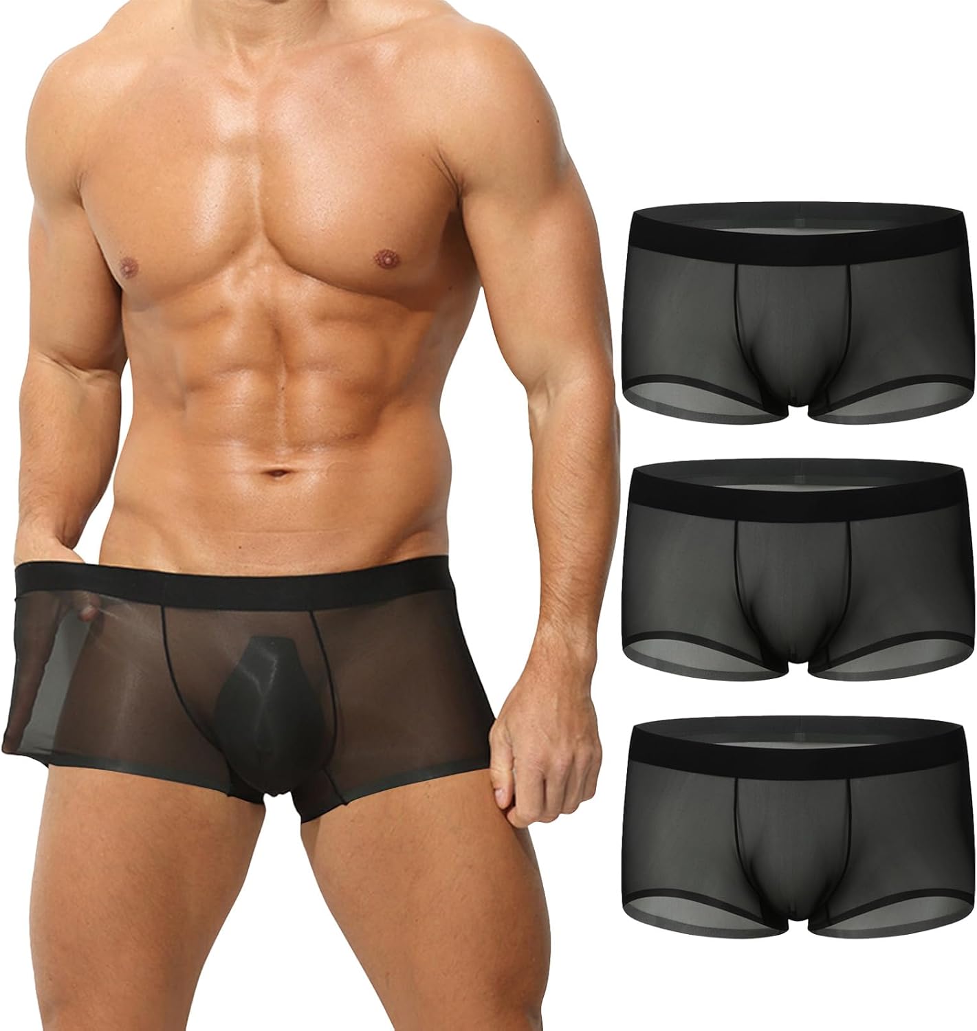 Faringoto Men's Sexy Lingerie Ultra Thin Ice Silk U Touch Comfortable, Breathable, Sexy Boxers Panties