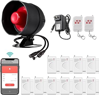 Home Security System WiFi (2.4 GHz) Door Alarm System with APP Alert 7 Pieces Kit,Weatherproof Siren 120 dB Home Alarm System for House Office Apartment Business