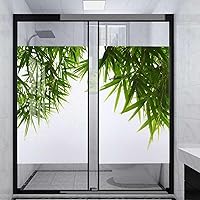 Vista 3 de Película de vidrieras verde y blanco para puertas de vidrio, película de privacidad esmerilada para ventana, calcomanías de vidrio estático