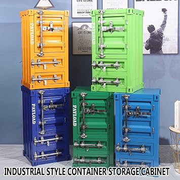 Metal Locker Cabinet Industrial style metal storage cabinet With drawer, Creative container bedside table Storage Lockers, For home Restaurant Bar Gym (Color : Green-2, Size : 40x35x76cm)