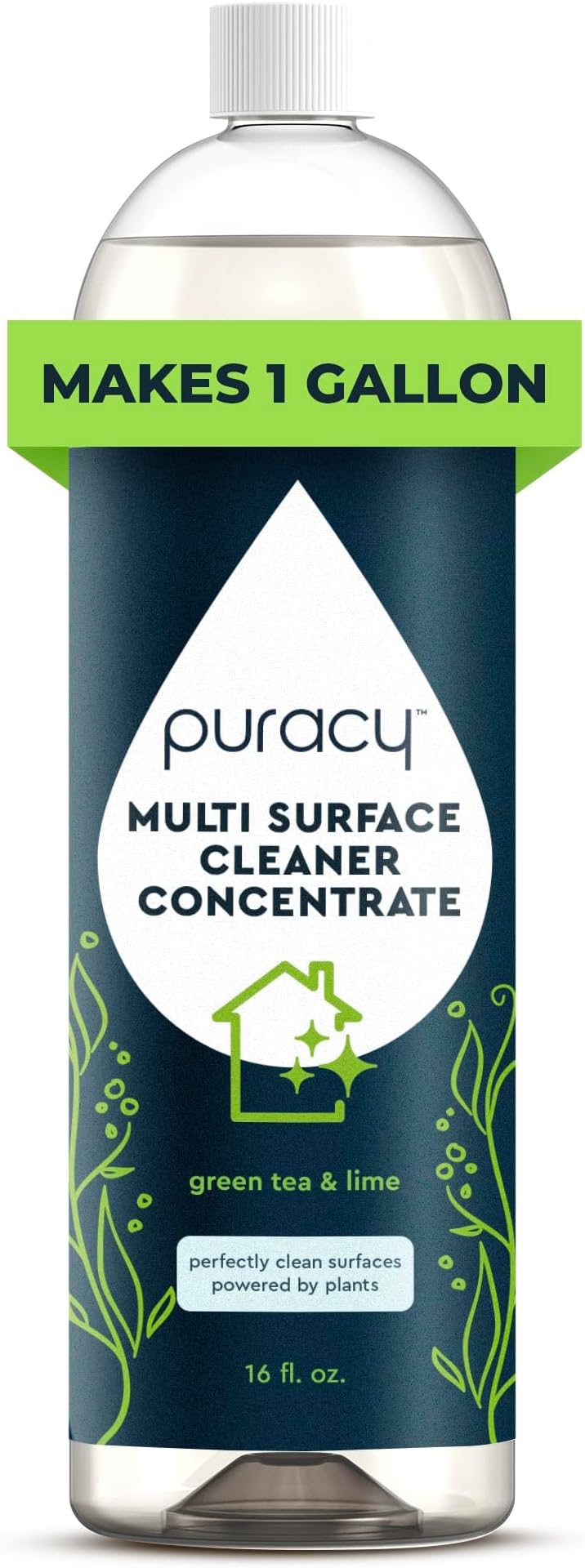 All Purpose Cleaner Concentrate – Plant-Powered Multi-Surface Cleaner - Surface Cleaner Solution As Seen on TikTok (Green Tea + Lime, 16 fl oz, 1 Pack)