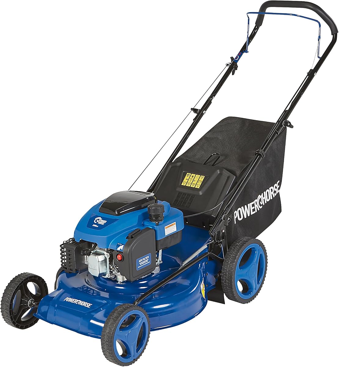 Caballo de potencia de 21 pulgadas. Cortacésped a gasolina 3 en 1, motor de 200 cc | Limpieza de jardines y propiedades, Uso comercial en exteriores, Construcción lista para el lugar de trabajo, Configuración sencilla, Diseño fácil de usar para el operador