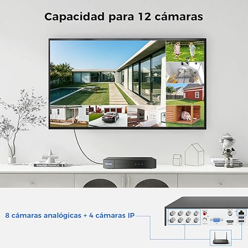 Vista 4 de Hiseeu Grabador de video digital de seguridad DVR de 4K 8 canales DVR avanzado de 8MP con detección de vehículos para cámara de seguridad CCTV