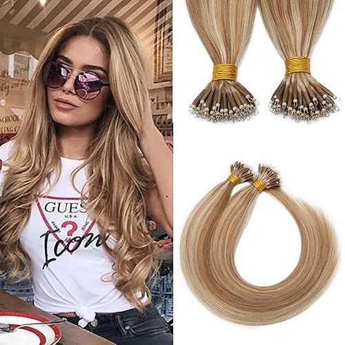 Miniatura 1 de SEGO Extensión de cabello humano con anillo de nano cuentas, extensiones de cabello Remy preunidas con nanopunta, micro cuentas de anillos, lazo