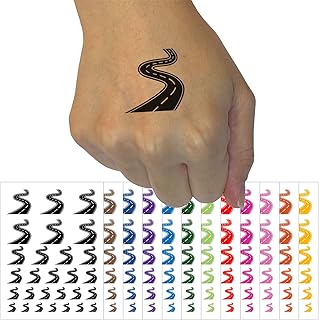 Winding Road Temporary Tattoo Water Resistant Fake Body Art Set Collection - Orange (One Sheet)