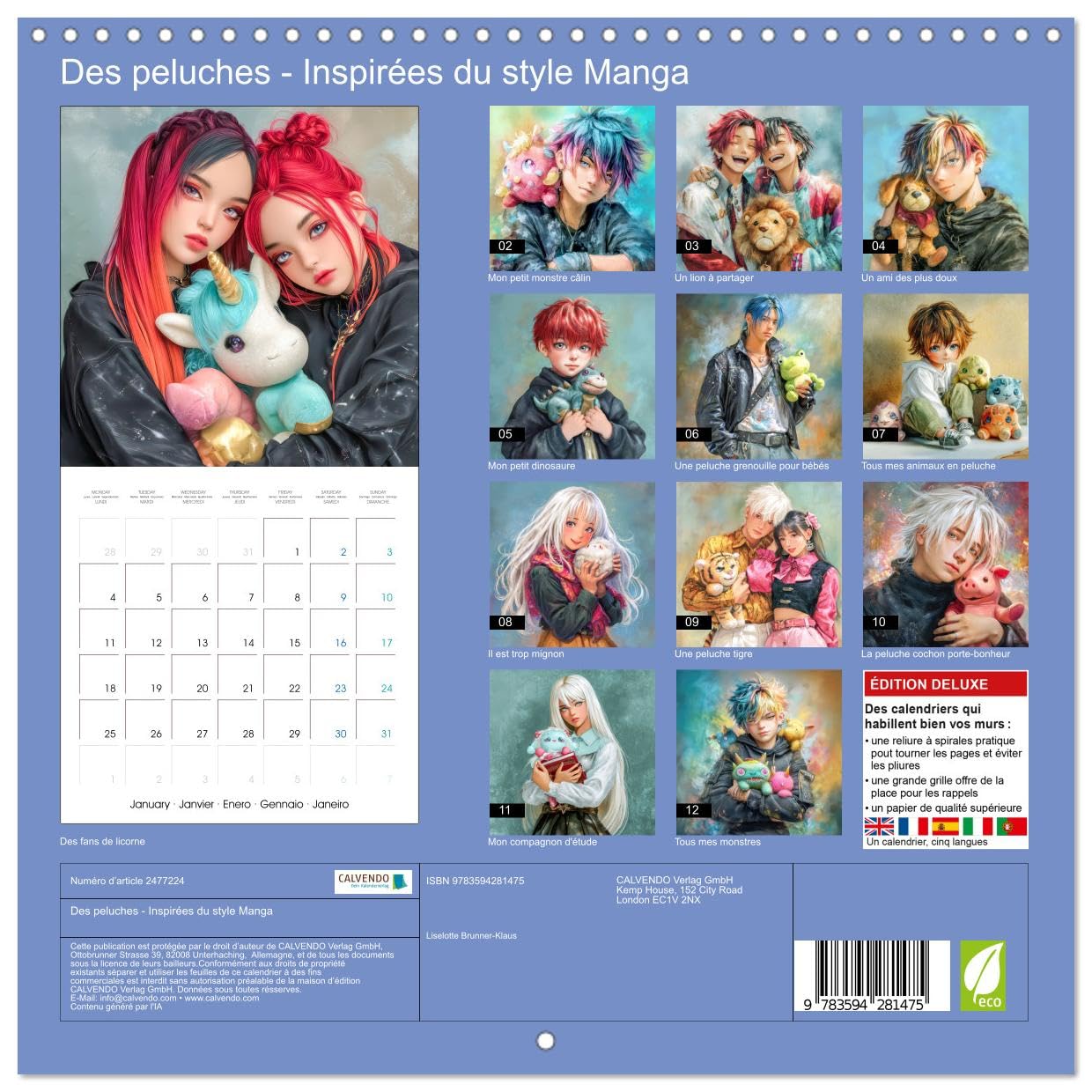 Calendrier 2027 · Des peluches - Inspirées du style Manga