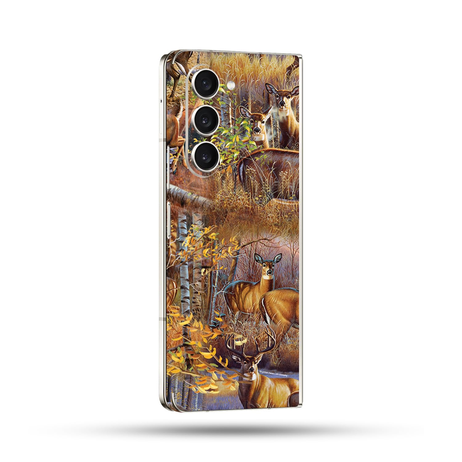 MightySkins Skin Compatible with Samsung Galaxy Z Fold 5 Full Wrap - Deer Pattern | Protective, Durable, and Unique Vinyl Decal wrap Cover | Easy to Apply, Remove, and Change Styles | Made in The USA