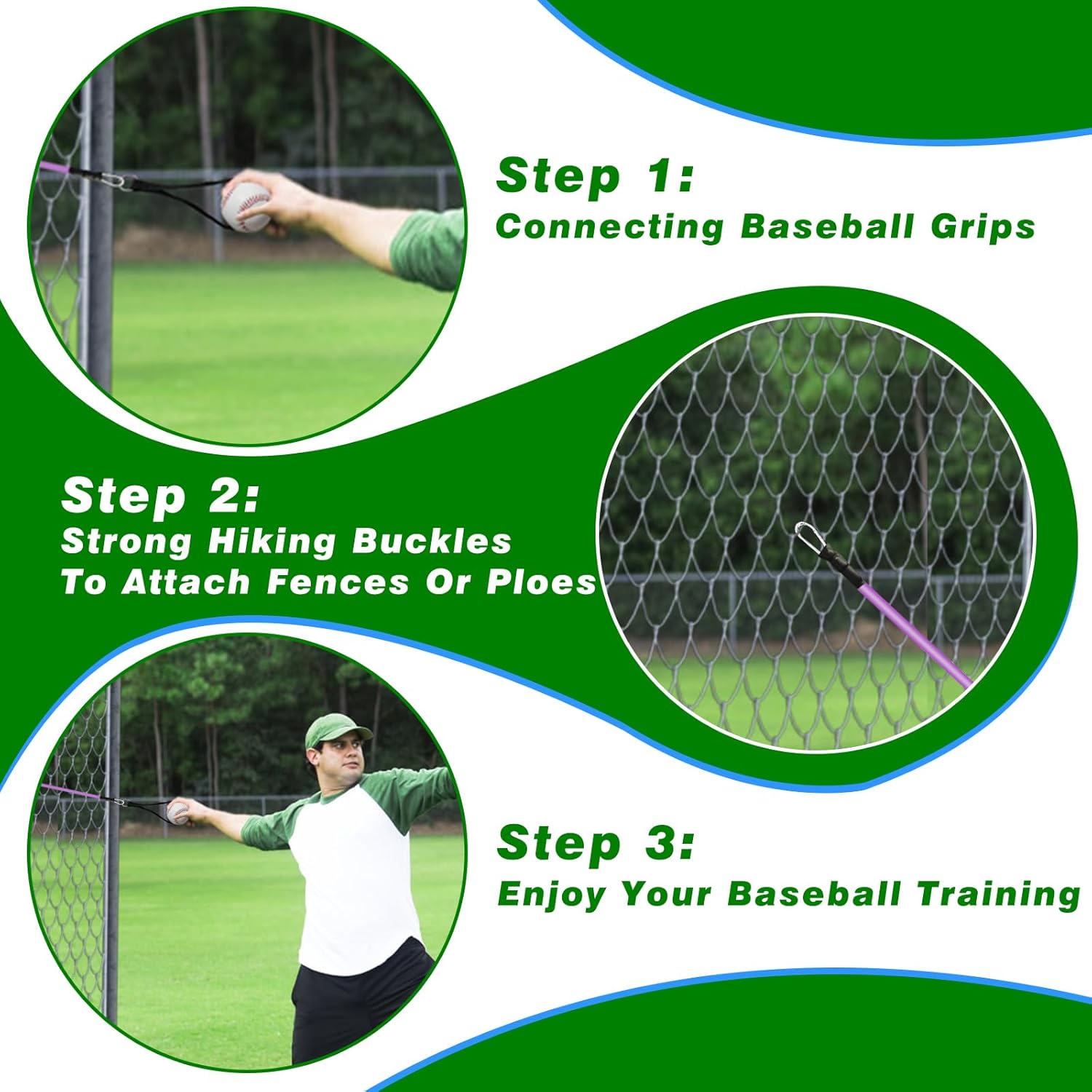 Baseball & Softball Resistance Bands - High Elasticity Arm Trainer with Interchangeable Grips for Strength Training, Warm-Ups & Throwing Velocity for Baseball/Softball Training Equipment