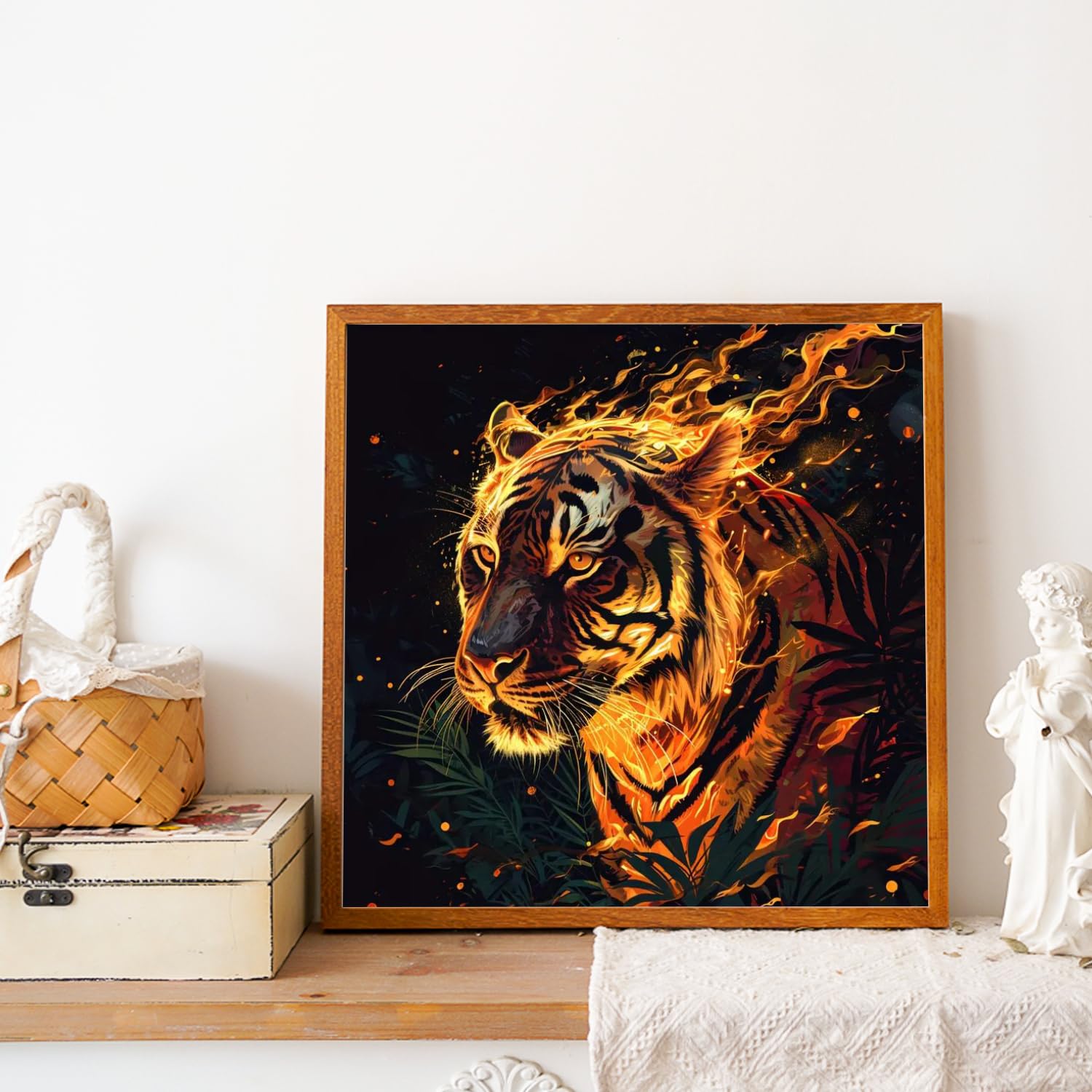 Kit Diamond Painting Tigre - Peinture Aux Diamants 5D Adulte, Toile 30x30 Cm - Loisir Créatif Complet, Décoration Murale