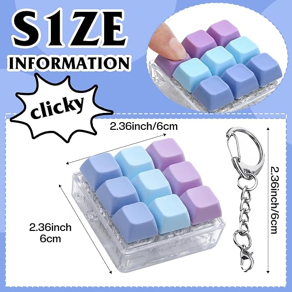 YUXIANLB Keyboard Fidget Tool Fidget Clicker Keyboard Keychain, Blue