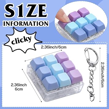YUXIANLB Keyboard Fidget Tool Fidget Clicker Keyboard Keychain, Blue