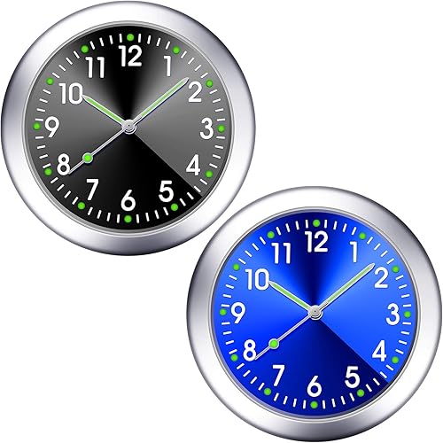 Reloj de 2 piezas para pegar en el tablero de instrumentos del automóvil, mini, pequeño, luminoso, desechable, para ventilación de automóvil, reloj