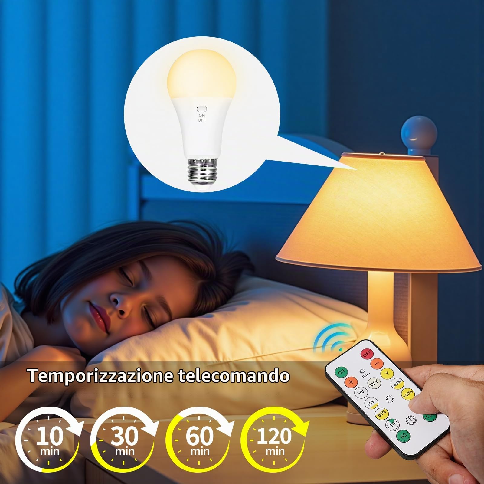 Kambo E27 LED Lampadina Ricaricabile con Telecomando Dimmerabile 7W