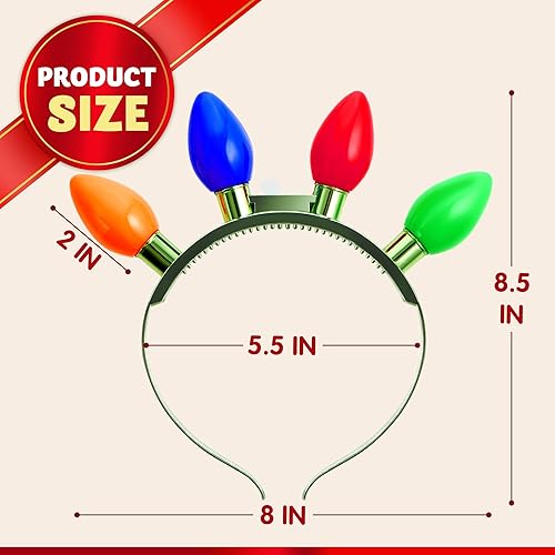 Miniatura 5 de JOYIN 1 paquete de diadema de Navidad con bombilla LED intermitente con 4 bombillas LED coloridas para adultos y niños, accesorios de fiesta de