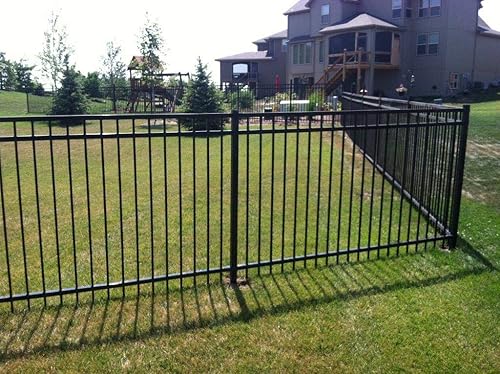 XCEL Fence ® Black Steel Anti-Rust Fence Panel - Flat End Pickets - 6.5ft W x 5ft H - Easy Installation - for Residential, Outdoor, Yard, Garden,