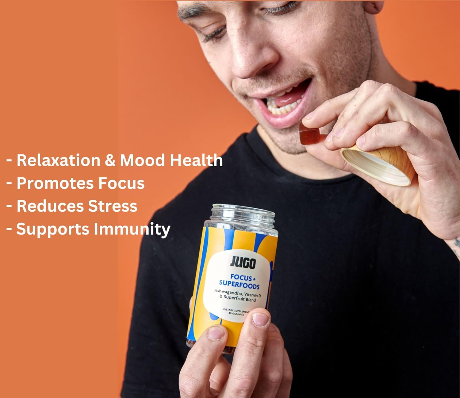 JUGO Beauty + Focus Gummies Bundle – Ashwagandha, Collagen & Biotin – Supports Focus, Stress Relief, Hair, Skin & Nails – Plant-Based, Gluten-Free