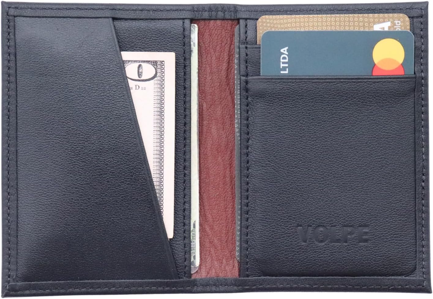 VOLPE Slim Wallet Genuine Leather for Men and Women (Black) - Image 5