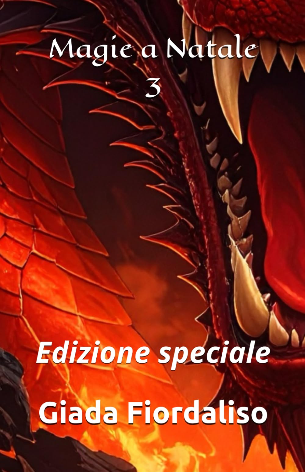 Magie a Natale-VOLUME 3-copertina puzzle con drago rosso e sfondi interni illustrati in bianco e nero raffiguranti un bacio tra i due protagonisti: Edizione speciale