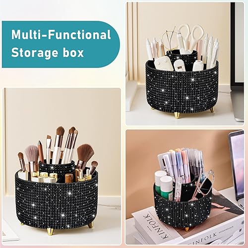 Miniatura 53 de Diesisa Organizador de brochas de maquillaje, organizador de brochas de maquillaje giratorio de 360°, 5 ranuras para cosméticos, esmalte de uñas