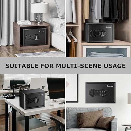 Miniatura 8 de Bonsaii Caja fuerte de 0.6 cúbicos con teclado electrónico, estante extraíble, para objetos de valor, joyas y documentos en el hogar, hotel o