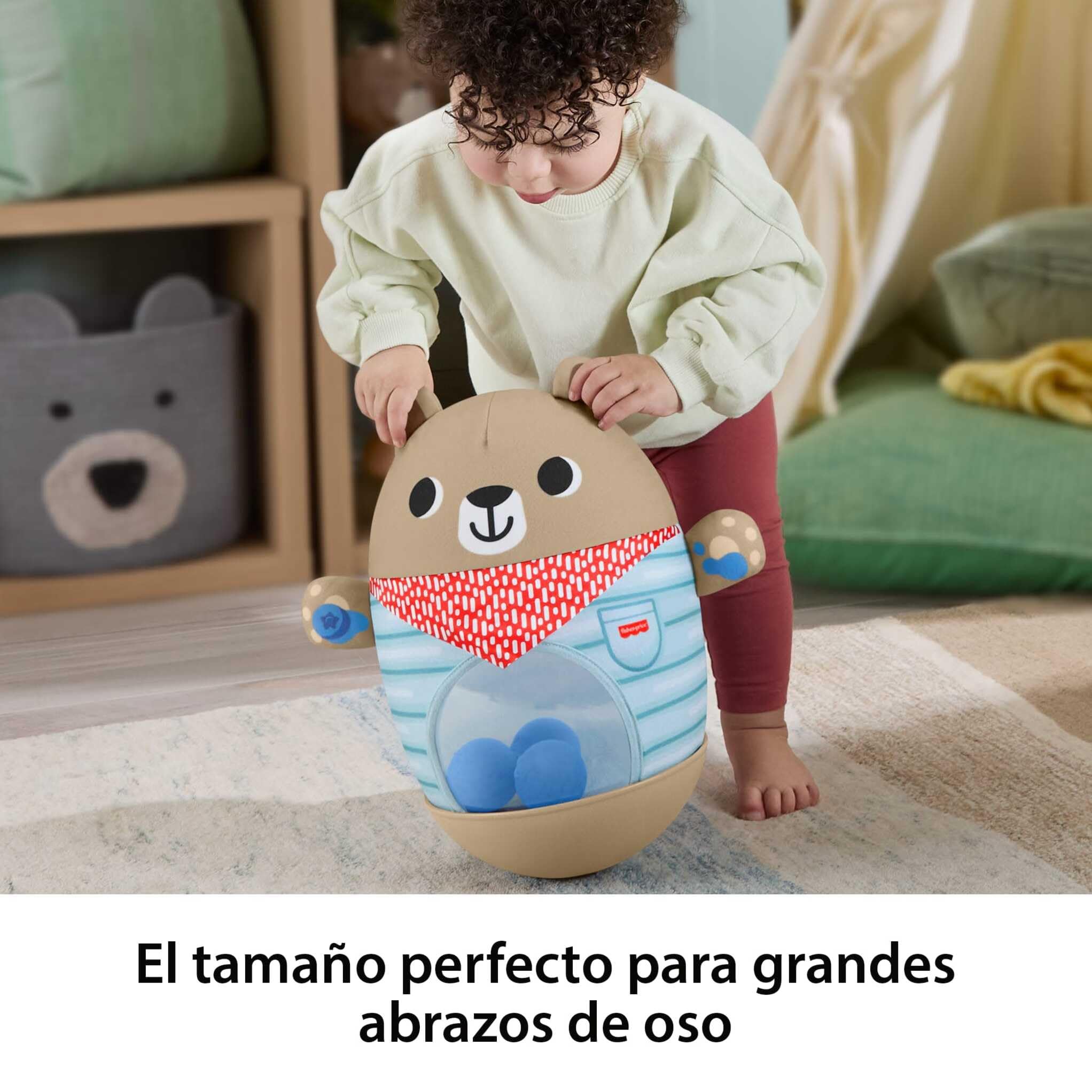 Fisher-Price Osito Inflable Golpea y balancea del Bosque de la Amistad Juguete para bebés, Oso balanceante Que fomenta Las Habilidades motoras Gruesas en bebés a Partir de 6 Meses, JLB83