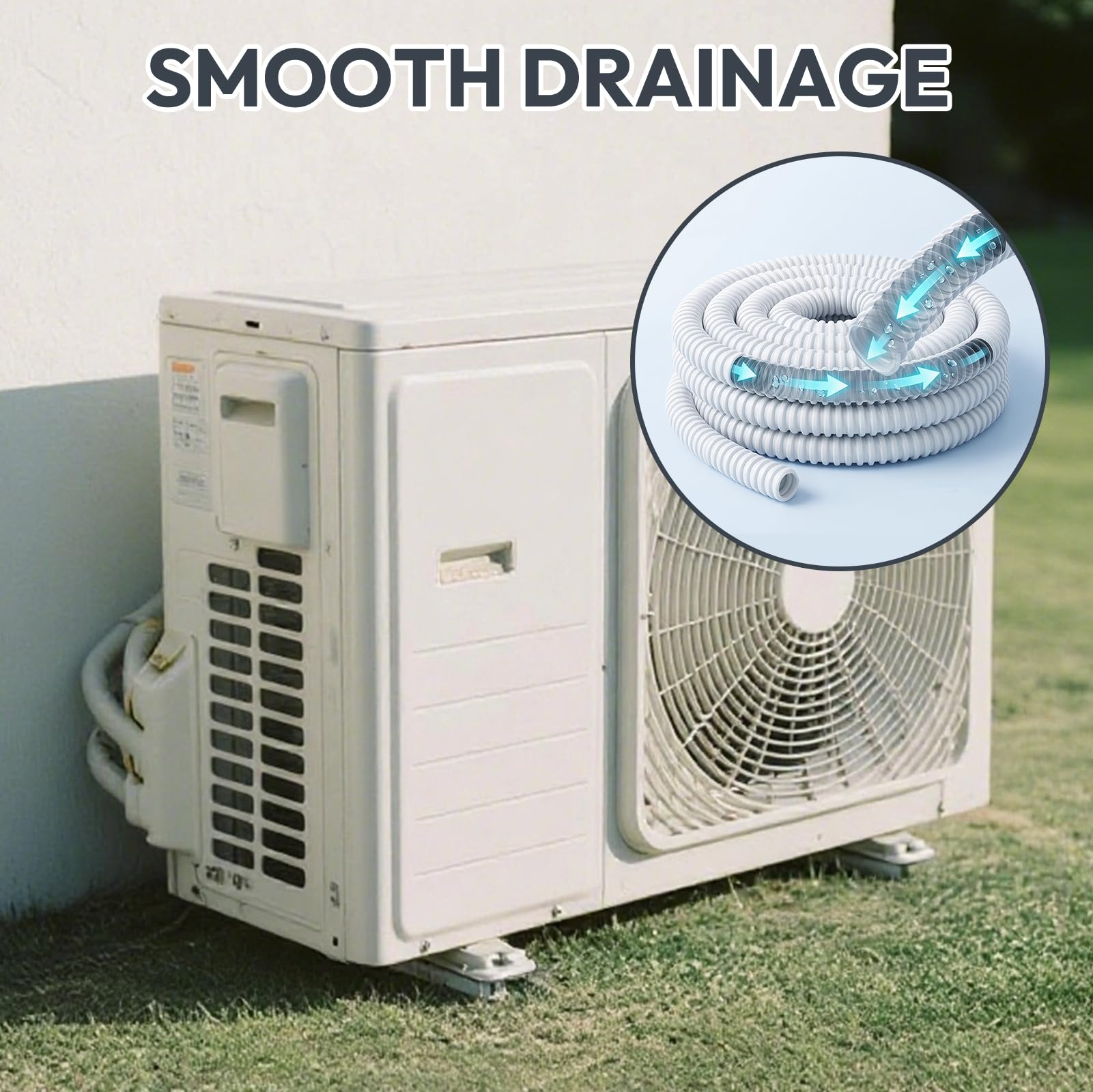 Kondensatschlauch Ø16mm 5m, PVC Ablaufschlauch für Klimaanlage & Split-Klimageräte, UV-beständig, Zuschneidbar, Schlauch für Klimageräte, Kondenswasserschlauch zur sicheren Kondenswasserableitung
