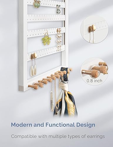 Miniatura 6 de Mymazn Fácil de montar de madera de haya maciza pendiente colgante collar soporte colgante montaje en pared organizador de joyas anillos Scruncies
