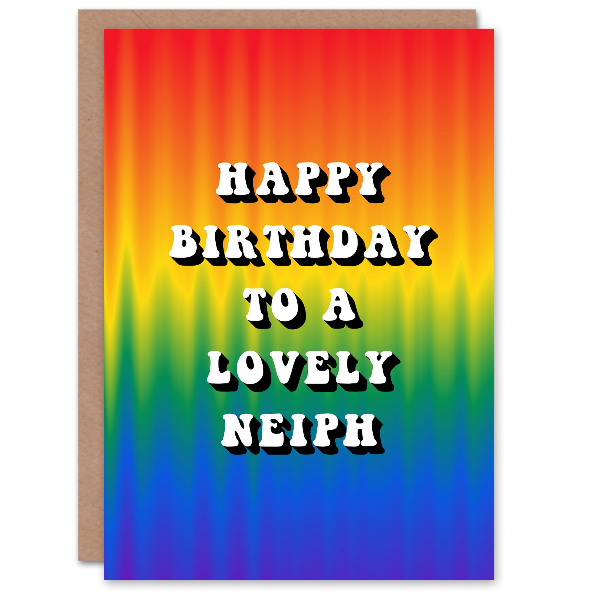 Artery8 Happy Birthday to a Lovely Neiph Trippy Psychedelic Pride Hippie Rainbow Non Binary Gender Neutral Card