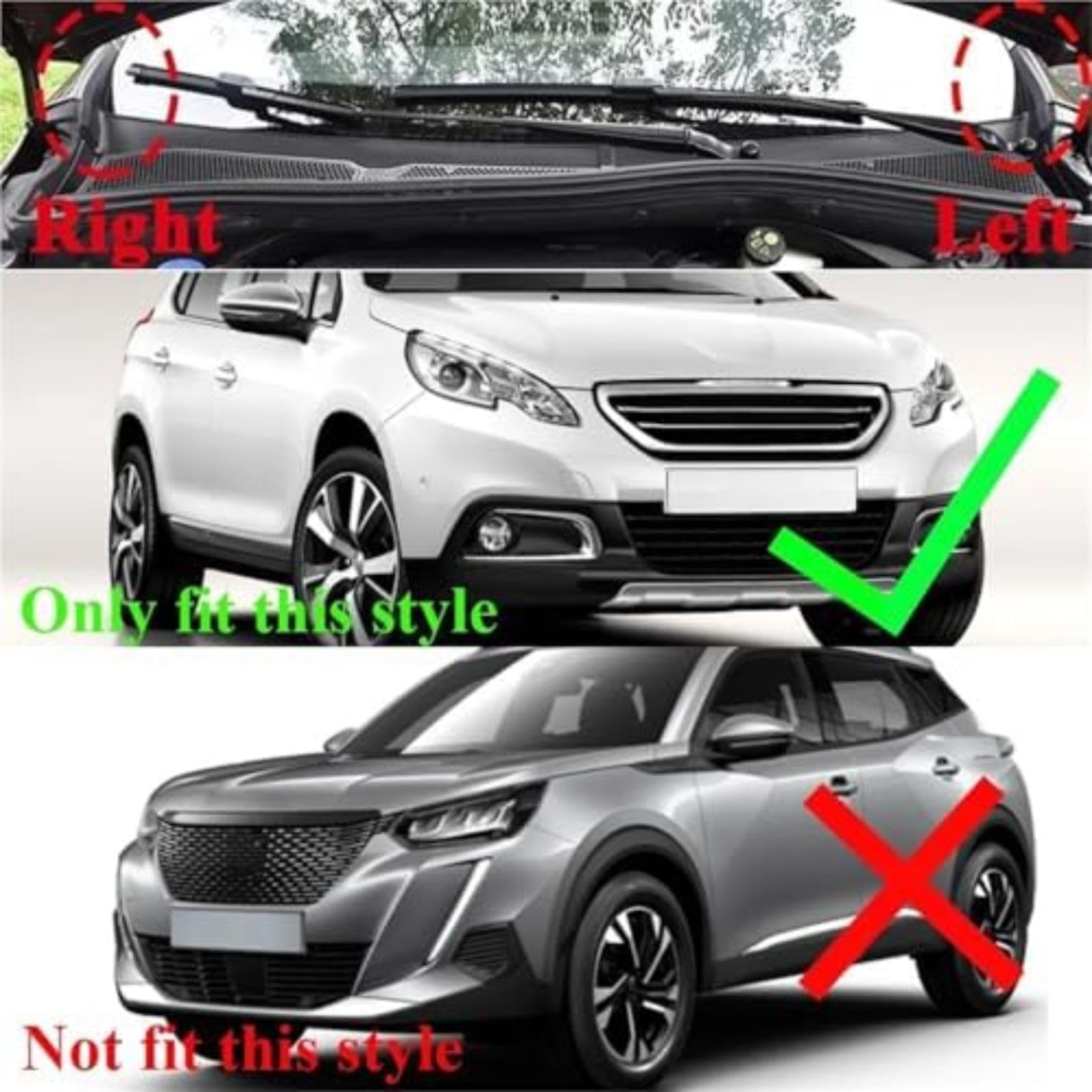 Panele boczne wycieraczki przedniej szyby, dla Peugeot 2008 2012-2022 A94 2013-2019 Panel przedni samochodu Panel wodny Wycieraczka przedniej szyby samochodu (Left and Right P)