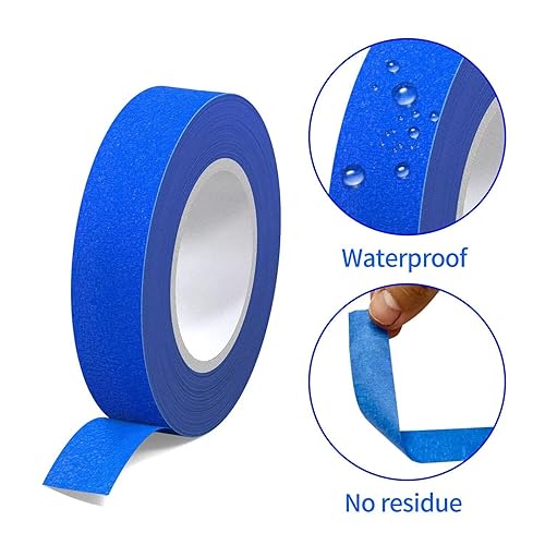 Miniatura 3 de 6 rollos de cinta adhesiva azul para pintores, 0.7 pulgadas de ancho, total de 768 pies de largo para pintura de pared, pintura de recortes, pintura