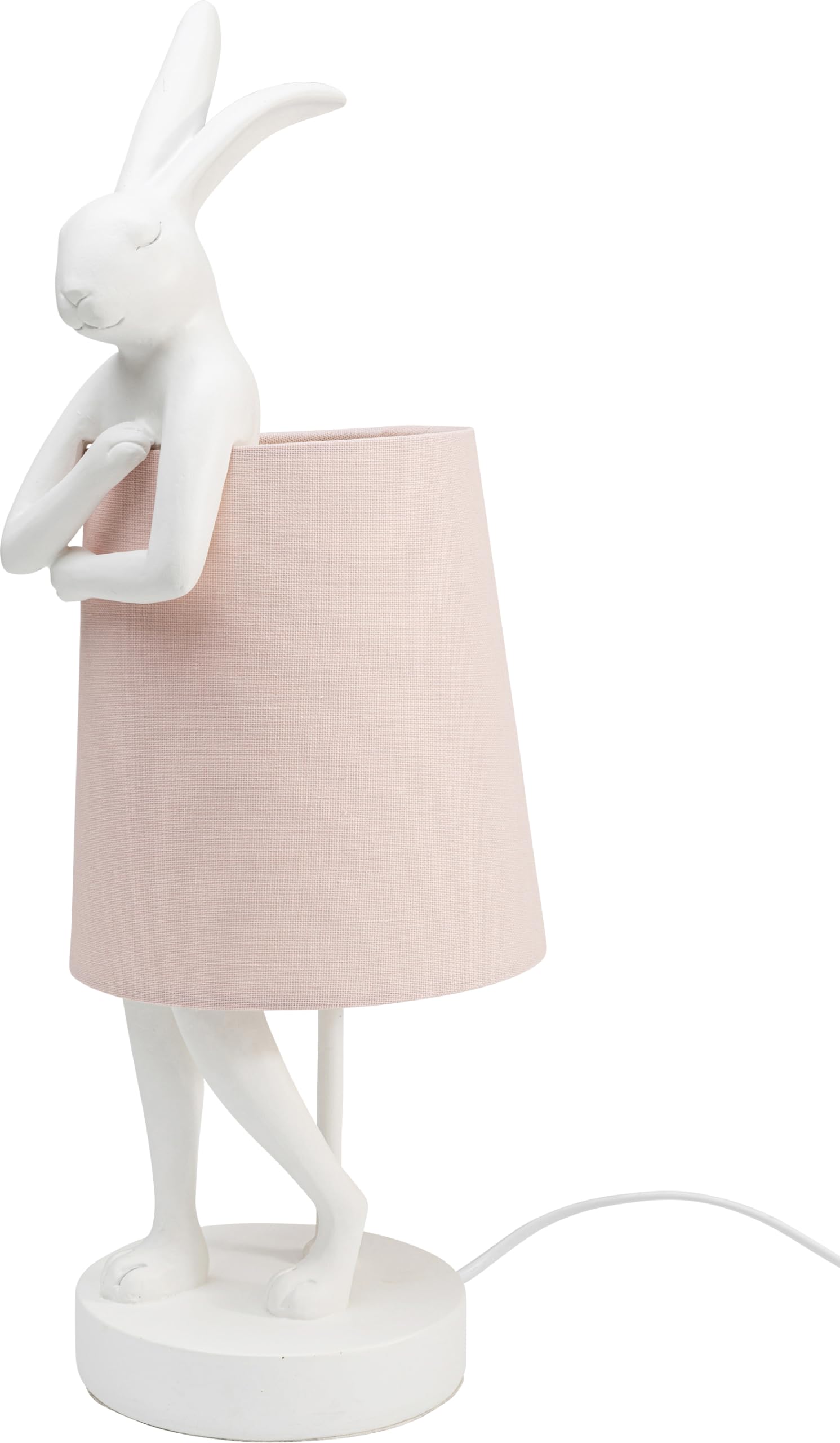 Kare Design Lámpara de Mesa Animal Rabbit, Rosa,Blanco, Lámpara de Conejo, Motivo de Animal, Altura 50cm, Dormitorio y Sala de Estar, sin Bombilla Incluida