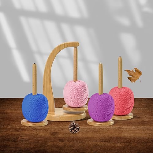 Miniatura 3 de Portahilos con 2 piezas de husos para tejer y ganchillo, regalo de ganchillo para amantes del tejido, hilandero de madera para ganchillo de Artowell