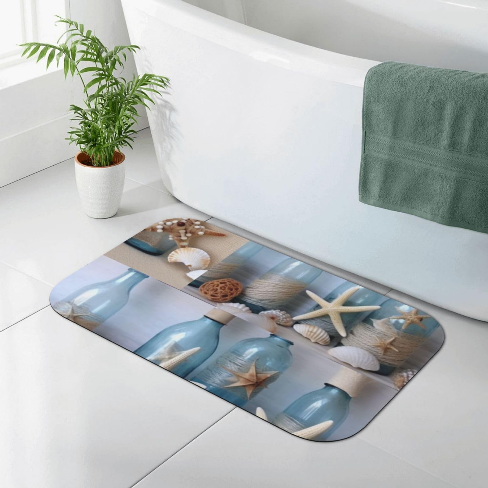 Tapis de salle de bain coquillage pour sortie de douche