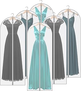 65" Clear Garment Bags for Hanging Clothes, 6 Pack Waterproof Garment Bags for Travel Suit Cover Dress Bag with Zipper Suit Bags for Closet Storage Shirts Jacket Suits Coats Dress