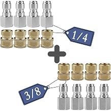 3/8 and 1/4 Inch NPT Stainless Steel Male and Female Quick Connector Kit Pressure Washer Adapters Set 5000 PSI Rating