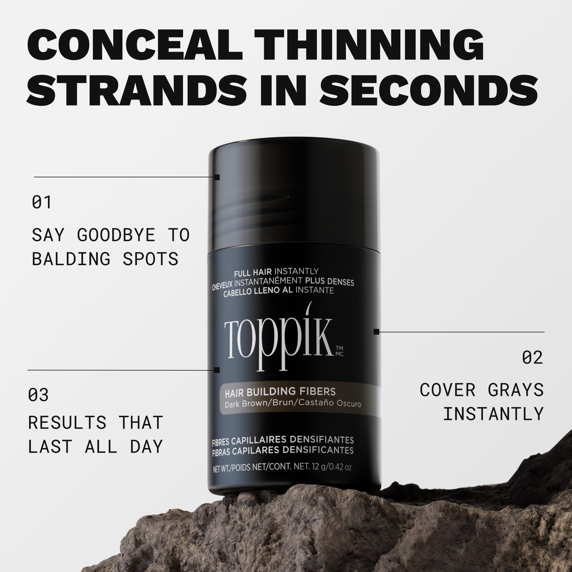 Toppik Fibras Capilares Negro, Fibras de Queratina para Crear más Densidad en el Cabello de Forma Inmediata, Adulto Unisex, 27,5 g