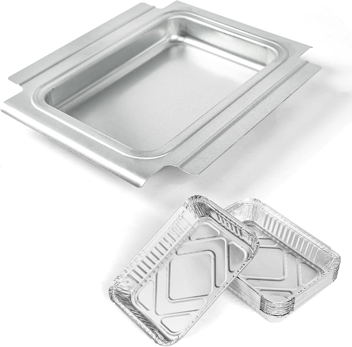 Uniflasy 80346 Catch Pan for Weber Q100 Q1000 Q120 Q140 Q1200 Series Drip Tray for Weber Baby Q Gas Grill with 6415 15pack Aluminum Liner Replacement for Weber 41887