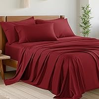 Vista 14 de Shilucheng - Juego de sábanas de 4 piezas, sábanas refrescantes, transpirables y suaves de mezcla de rayón derivado de bambú y con bolsillo profundo