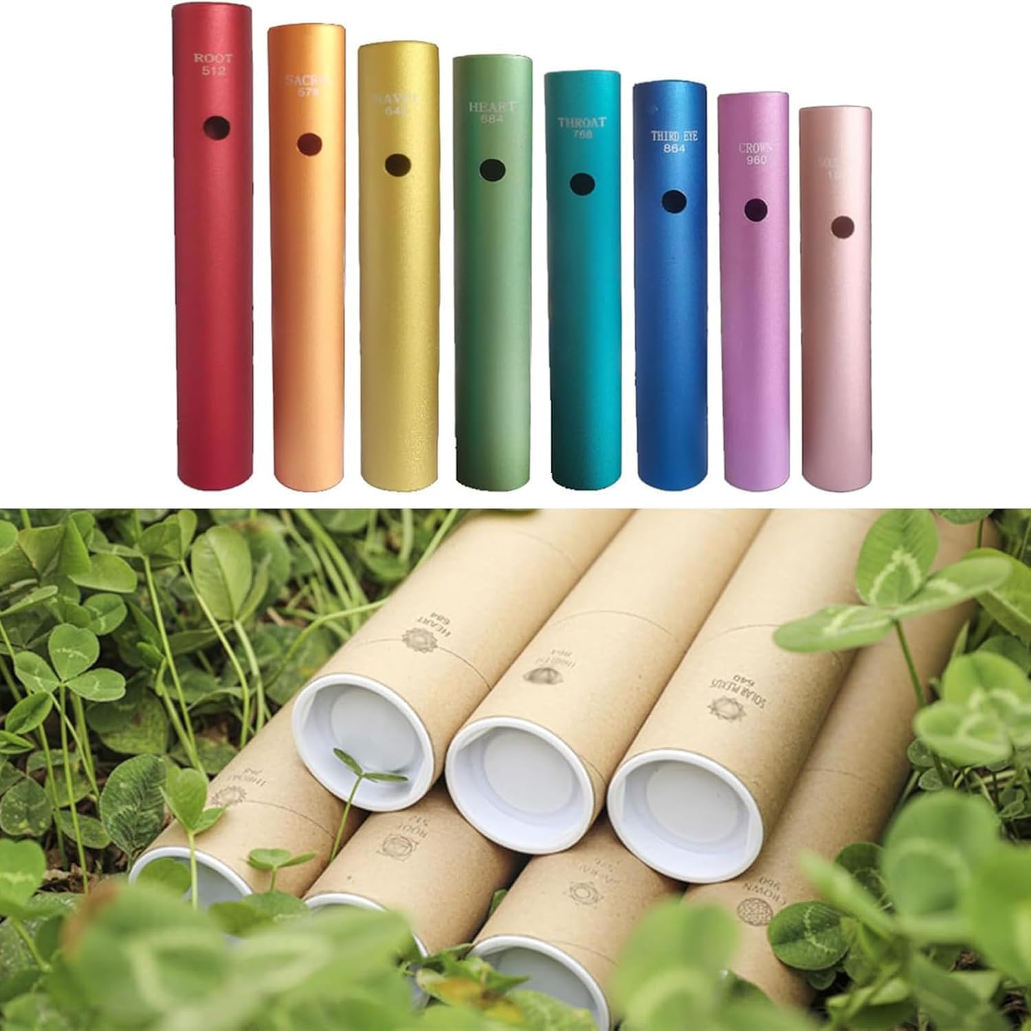 Wah-Wah Tube Kit - 7-teiliges Hand-Percussion-Instrumenten-Set für Musiktherapie, Entspannung und Glück mit Frequenzen für Klangheilung