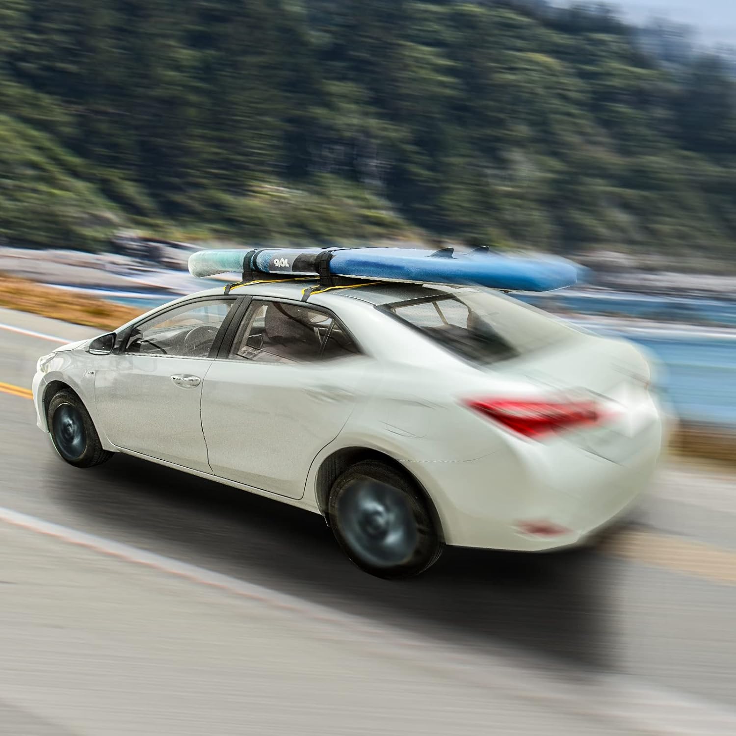 IKURAM Surfboard Car Roof Rack Pads, Universal Soft Roof Rack Carrier for Kayak Paddle Board SUP Canoe Ladder with 6 Heavy Duty Tie-Down Straps, Storage Bag - Image 9