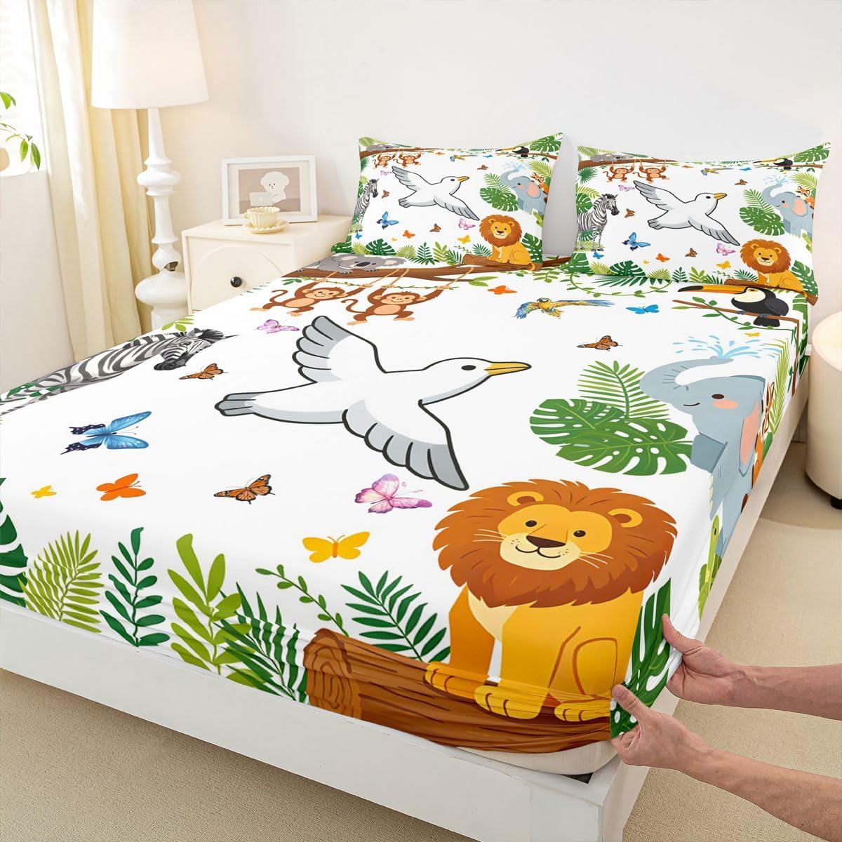 Erosebridal Wild Animal Kids Fitted Sheet Full
